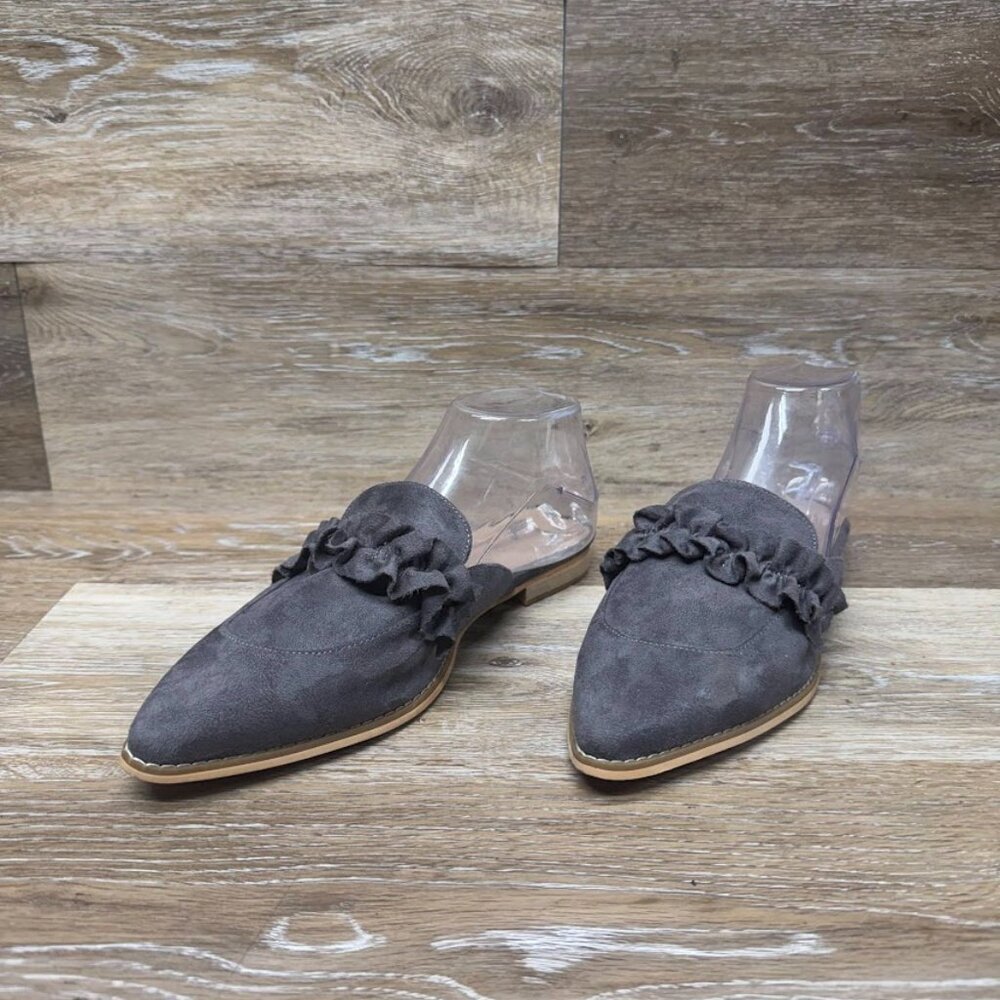 Journee Collection Kessie Gray Faux Suede Mules Women's Size 10